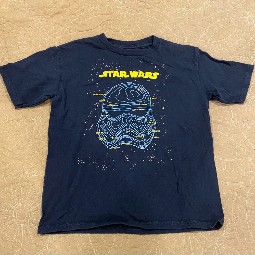 Star Wars Dark Blue Tee with Yellow Logo size 8
